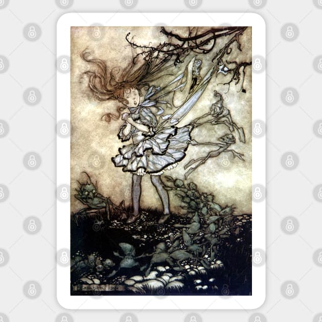 Mischievous Fairies - Peter Pan in Kensington Gardens - Arthur Rackham Sticker by forgottenbeauty